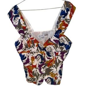 Richard Mishaan Vintage Floral Corset Vest Top (Size L)